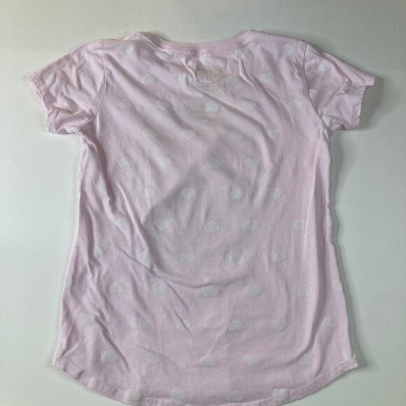 Girls Hello Kitty Tee Shirt Hearts Kitty Short Sleeve Pink L Cotton Polyester - Picture 2 of 6